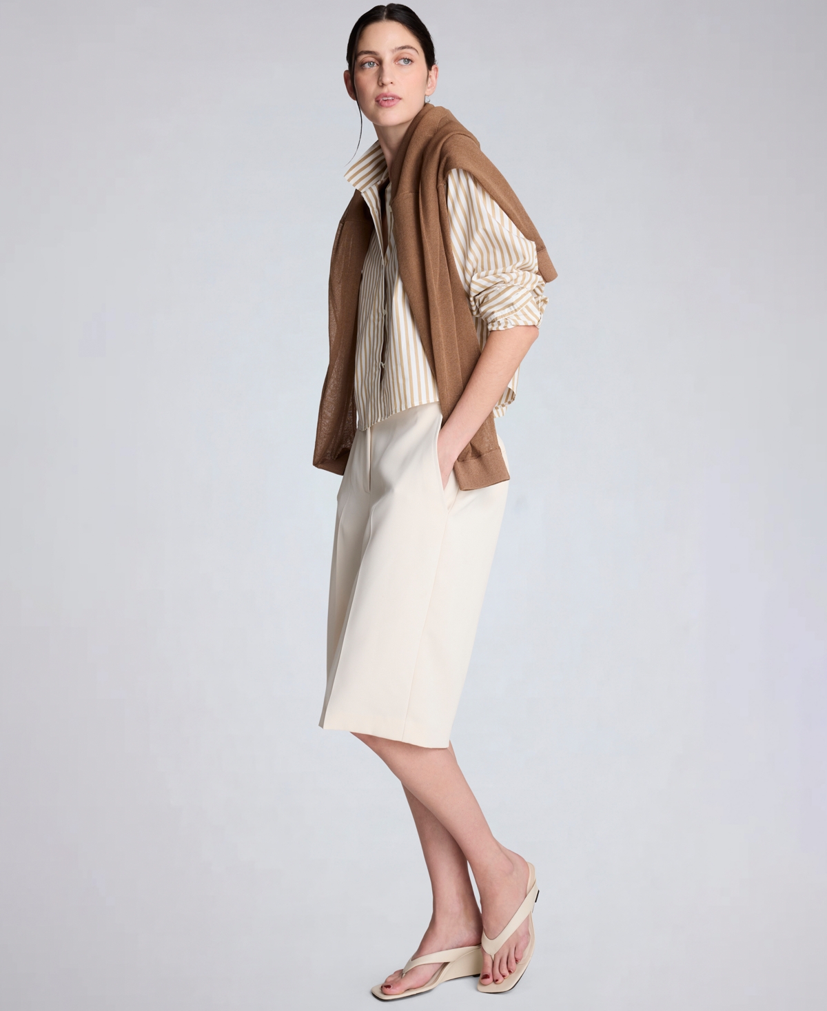 Kenneth Cole Women's Button-Front Cropped Shirt