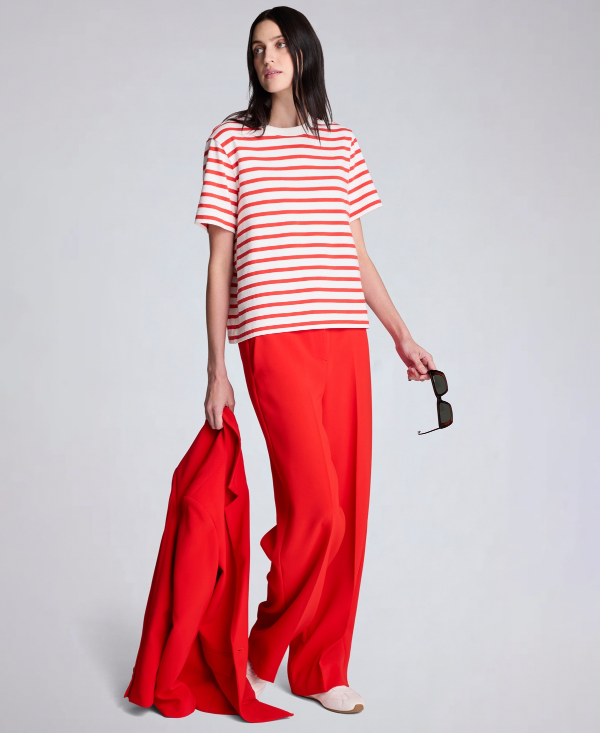 Kenneth Cole Women's Striped Crewneck T-Shirt