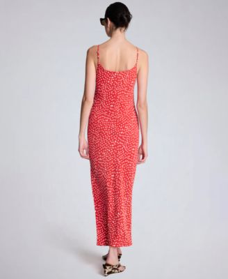 Women's Polka Dot Cowl Neck Maxi Slip Dress