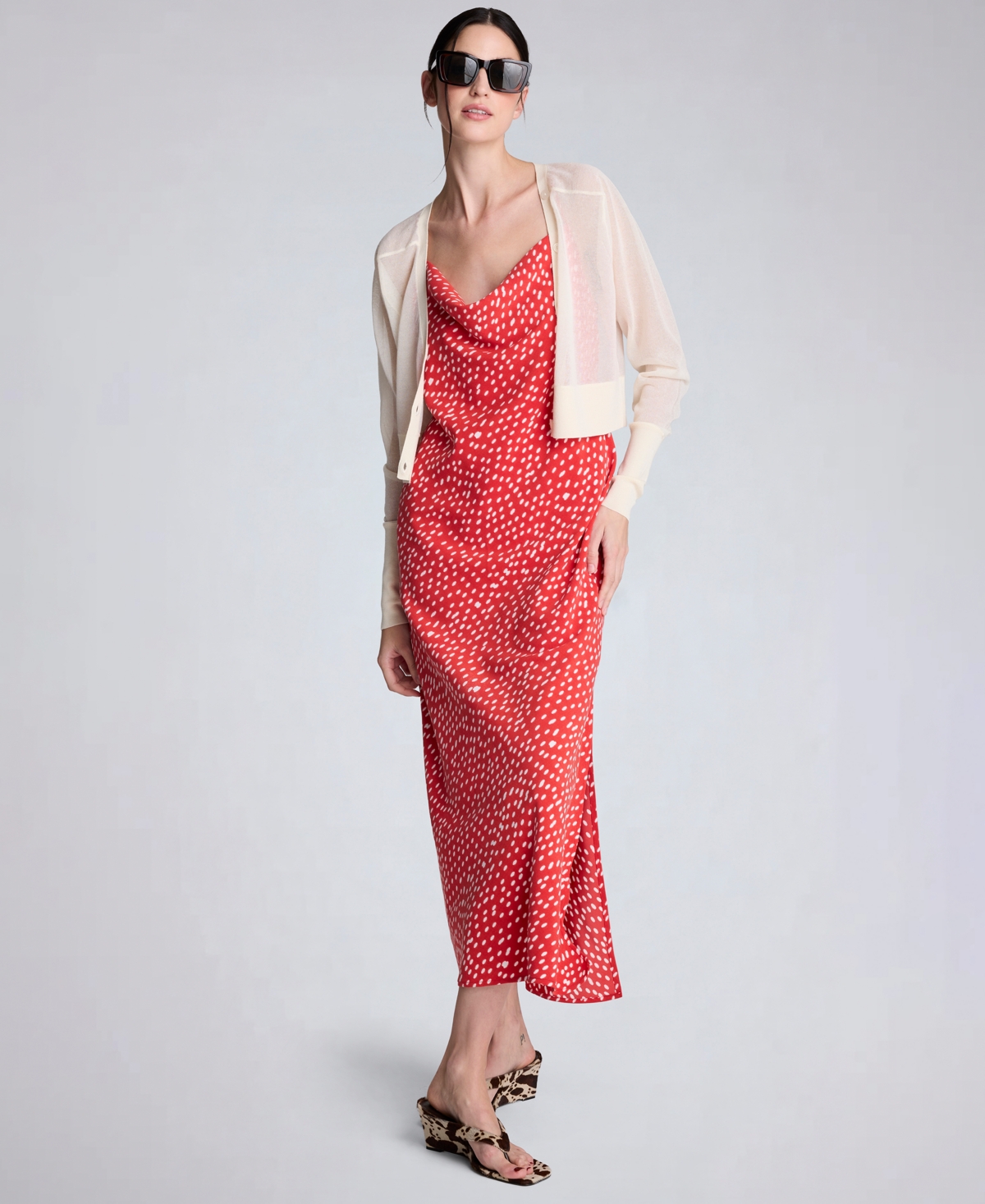 Kenneth Cole Women's Saddle-Shoulder Cropped Cardigan