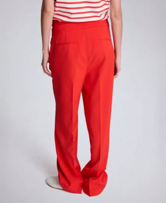Women's Criss Cross Waist Mid Rise Trousers