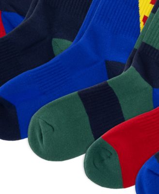 Men's Color-Blocked Crew Socks, 6-Pack