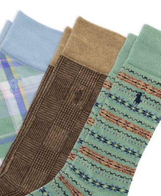 Men's Printed Crew Socks, 3-Pack