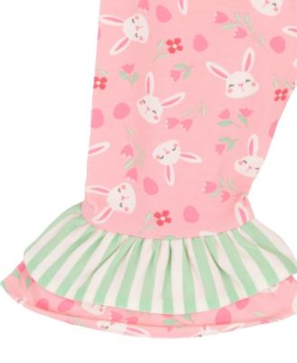 Baby Girls' Bunny Applique Round Neck Top and Knit Leggings, 2-Piece Set