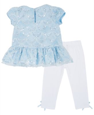 Baby Girls' Scalloped Round Neck Top and Knit Leggings, 2-Piece Set