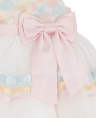 Baby Girls' 3D Floral Mesh Round Neck Dress and Panty, 2-Piece Set