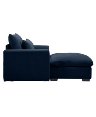 Blue Corduroy Modular Sofa with Ottoman