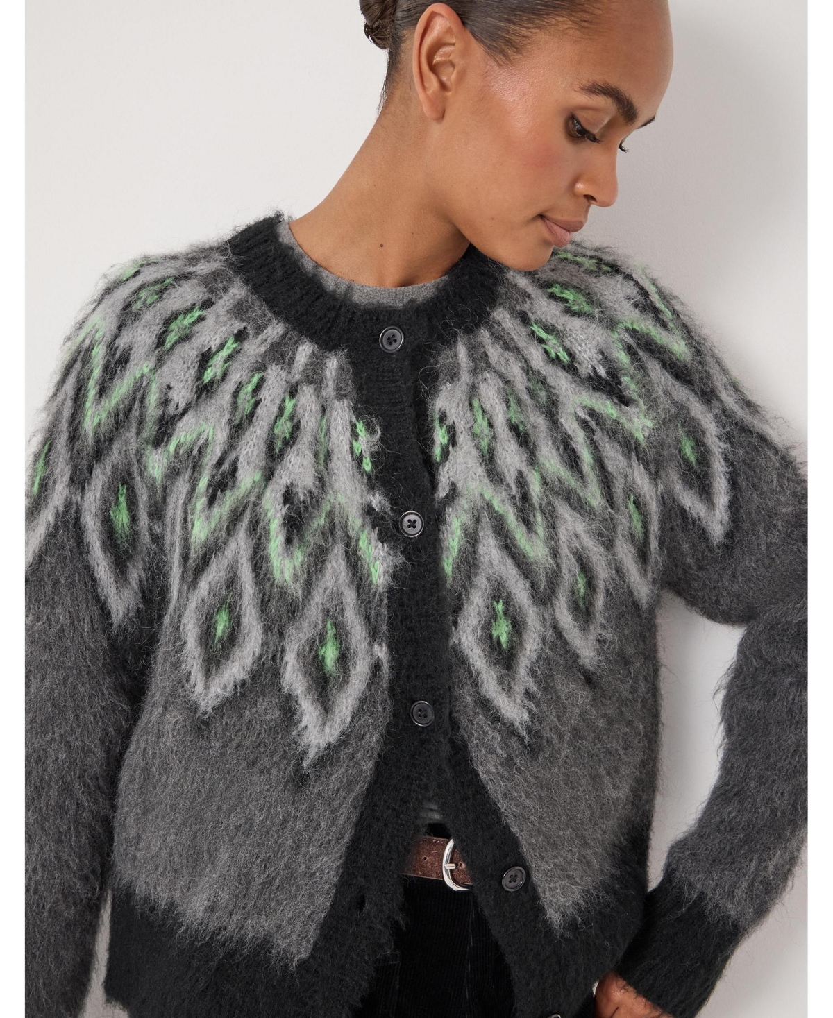 Hush Women's Brushed Fair Isle Mohair Blend Cardigan