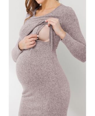 Maternity Long Sleeve Bodycon Nursing Dress