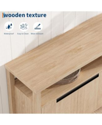 63" Tall Entertainment Center with Storage and Open Shelf Farmhouse TV Stand