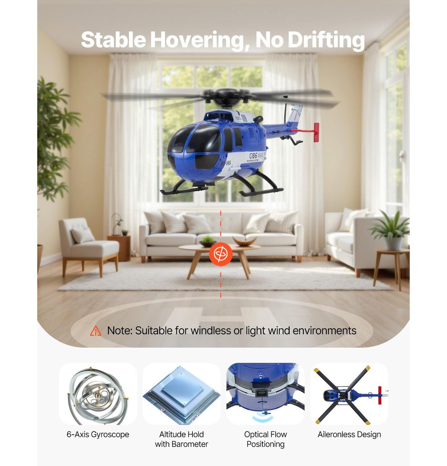 Детская игрушка HONGGE One Key Takeoff Altitude Hold Night Flight Remote Control Helicopter, цвет: Синий — фото 7