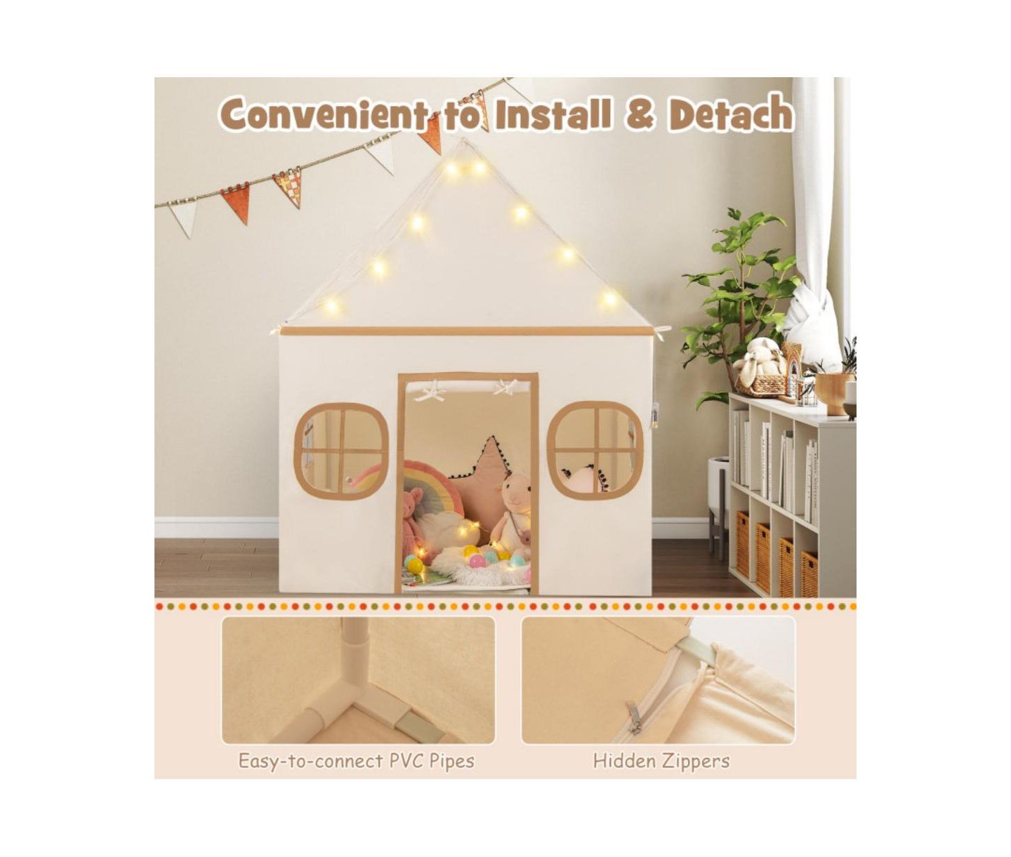 Детские игрушки HONGGE Star Lights 3-Piece Play Tent, Ages 3+, цвет: Кофейный — фото 7