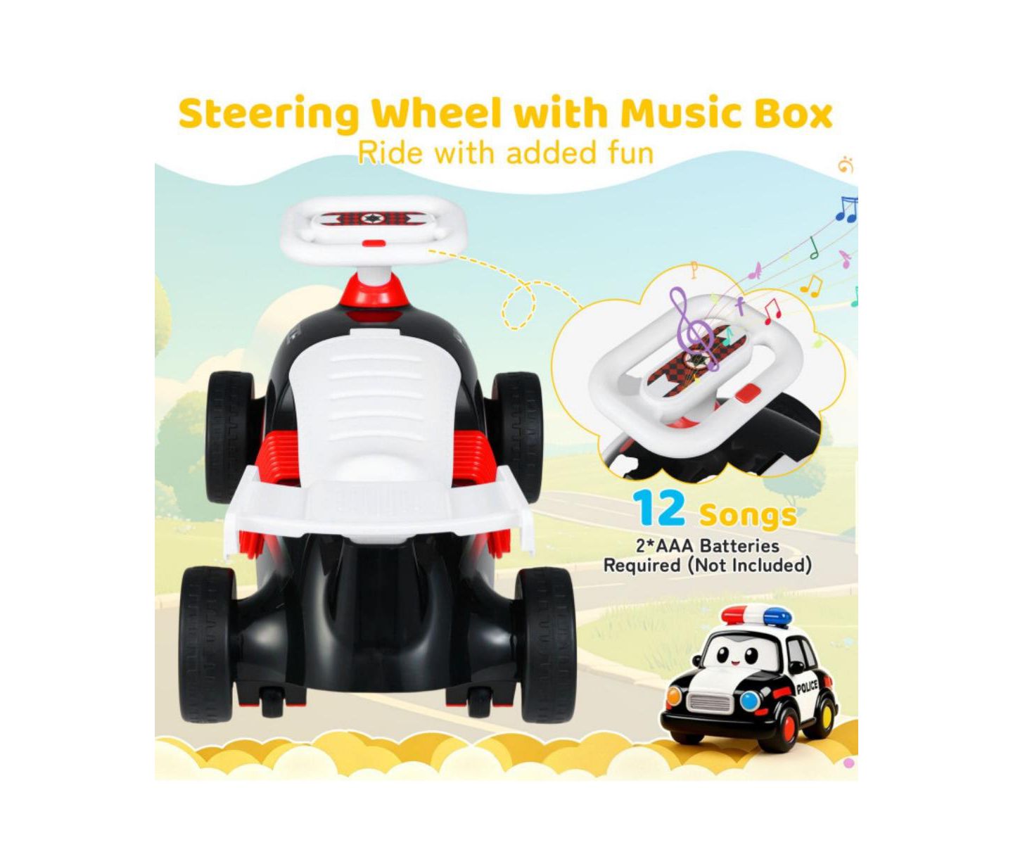 Детская игрушка HONGGE Ride-On Push Car with Music and Storage, Ages 12 Months and Up, цвет: Чёрный — фото 6