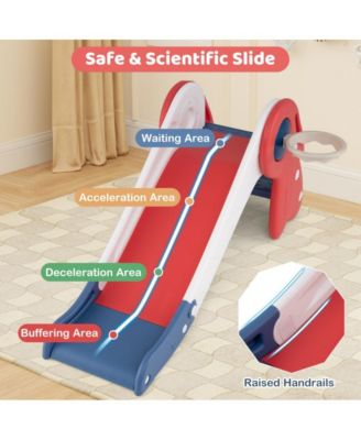 Kids Folding Slide and Climber Playset with Basketball Hoop and Indoor Outdoor Fun