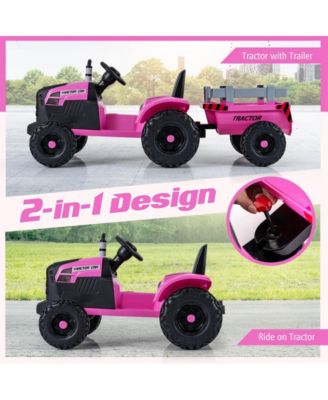 Kids 24V Ride On Tractor with Detachable Trailer Remote Control and Safety Features