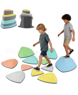 Kids Balance Stepping Stones Set of Eleven with Anti Slip Design and Creative Obstacle Play