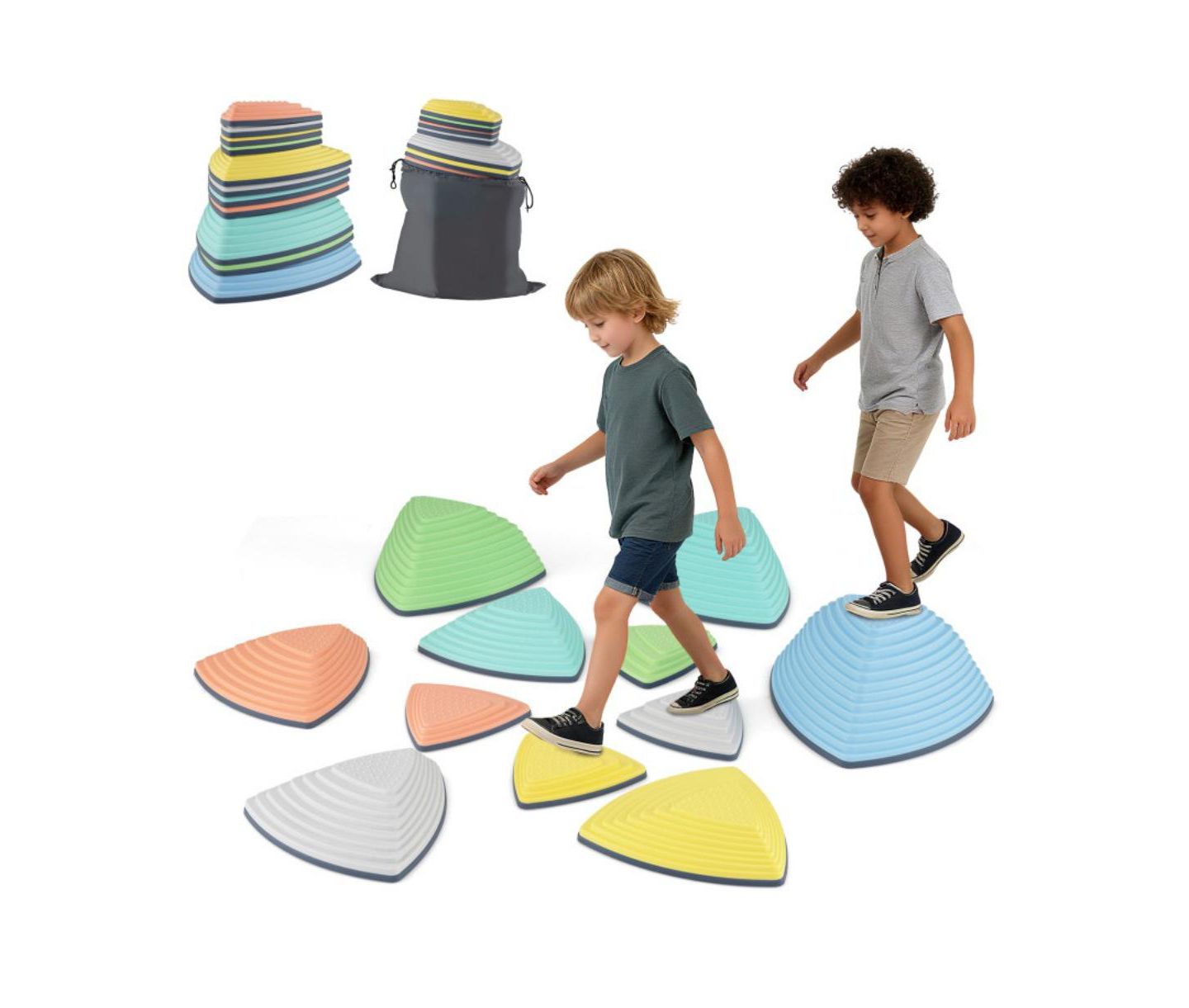 Детские игрушки HONGGE Balance Stepping Stones Anti-Slip Obstacle Course Set, 11-Piece, Ages 3+ — фото 1