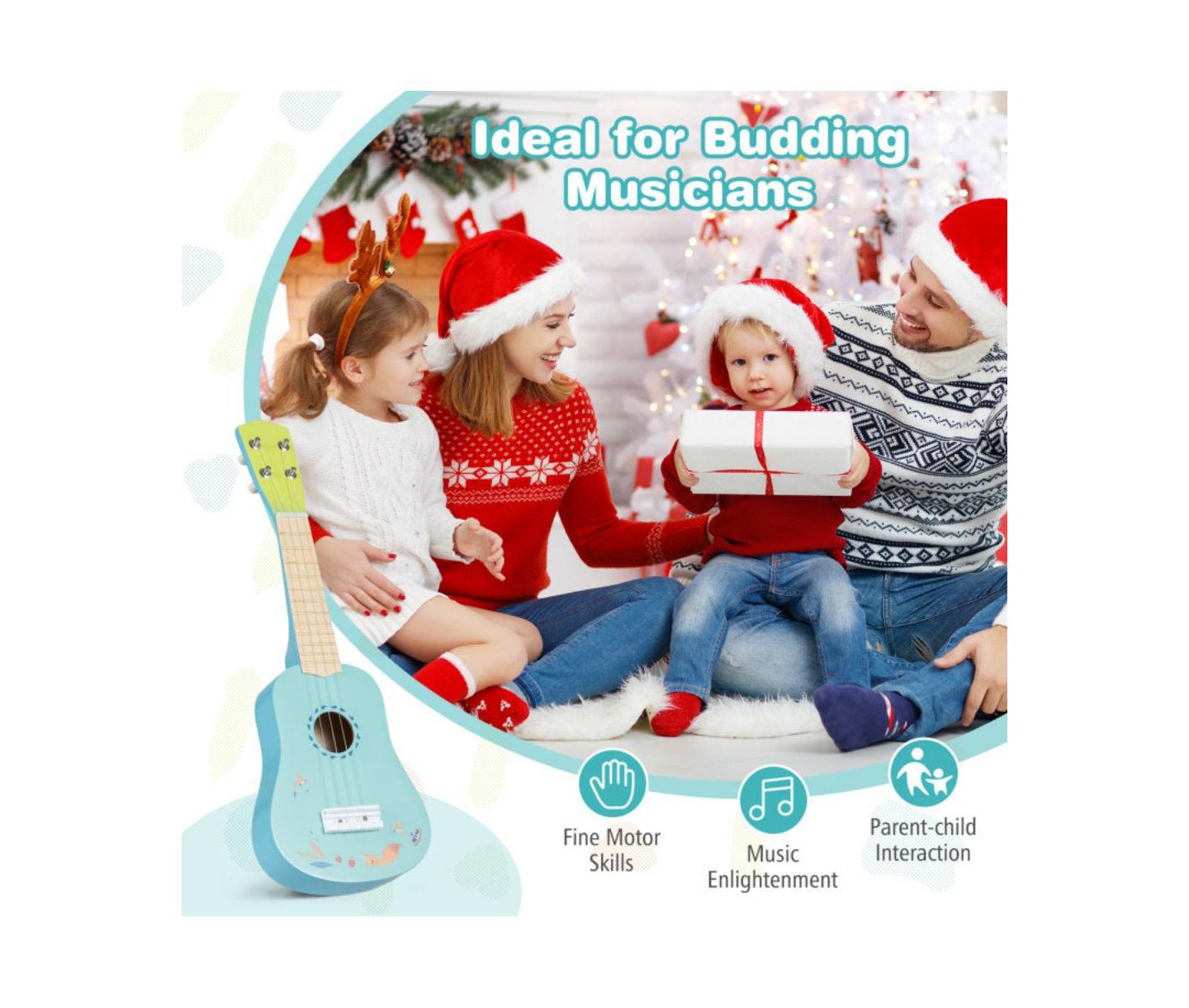 Детская игрушка HONGGE Kids Beginner Ukulele with Nylon Strings, 1-Piece Musical Toy, Ages 3+, цвет: Синий — фото 11