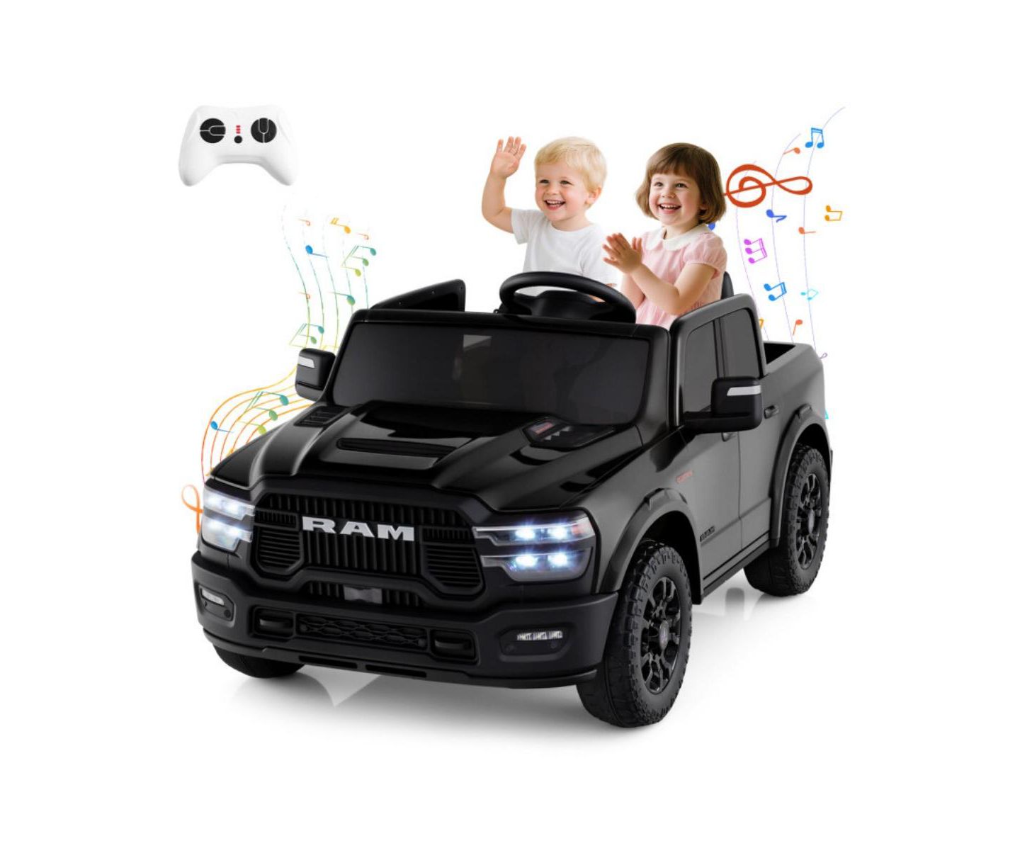 Детская игрушка HONGGE Rebel 24V Two-Seater Ride-On Truck with Remote Control, Ages 3-10, цвет: Чёрный — фото 1