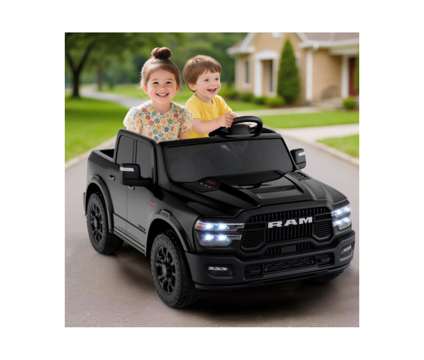 Детская игрушка HONGGE Rebel 24V Two-Seater Ride-On Truck with Remote Control, Ages 3-10, цвет: Чёрный — фото 4