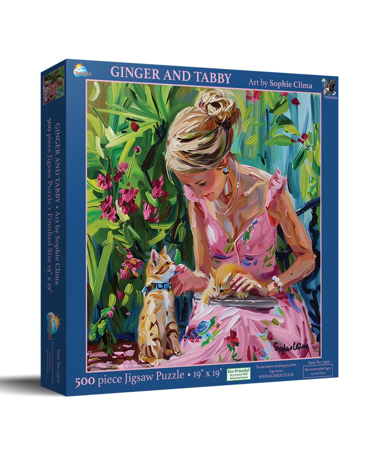 SunsOut Ginger and Tabby 500 piece Jigsaw Puzzle for Adults