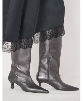 Women's Satin Asymmetric Lace Trim Skirt