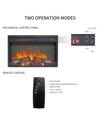 26 inch electric fireplace insert, ultra thin heater with log set & realistic flame, remote control with timer, overheating protection