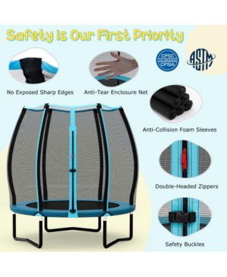 Kid's Indoor Trampoline with Safety Enclosure Bungee Cords and Galvanized Steel Frame