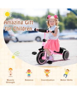Kids Toddler Tricycle with Adjustable Seat Storage Basket and Safe Steering Design