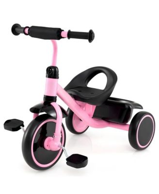 Kids Toddler Tricycle with Adjustable Seat Storage Basket and Safe Steering Design
