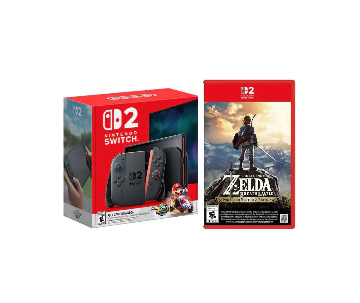 Nintendo Switch 2 Console with Mario Kart World and Zelda Breath of the Wild Bundle