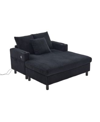 Streamdale Corduroy Oversized Recliner Sofa w/ USB, LED, Cup Holder