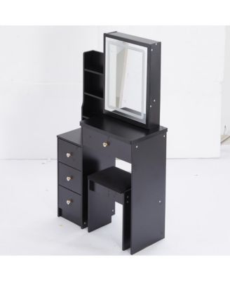 Streamdale Compact Bedside Vanity Table with LED Mirror