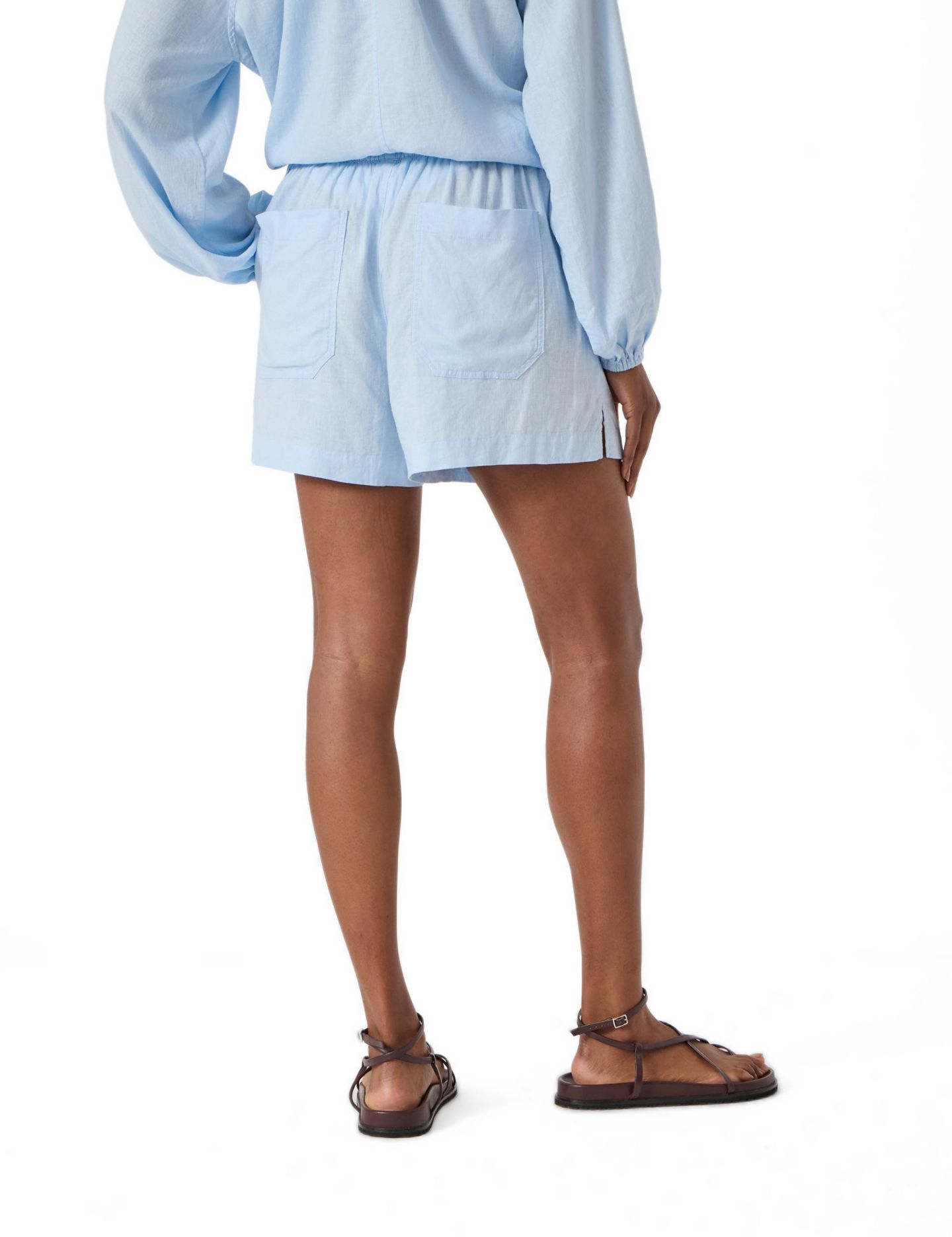 Женские шорты Hush Ernie Gathered Linen Beach Short, цвет: Бледный синий — фото 3