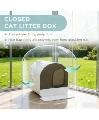 Pure White Cat Litter Box with Lid Scoop and Filter A Clean Look for a Fresher Home