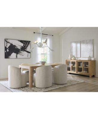 Marcel 7-Pc. Wood Rectangular Table and Upholstered Barrel Side Chairs Dining Set