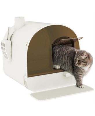 Pure White Cat Litter Box with Lid Scoop and Filter A Clean Look for a Fresher Home