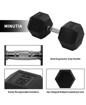 Hex Single Dumbbell Strength Training Workout Equipment, 60 lb