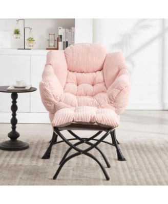 Pink Lazy Chair with Ottoman