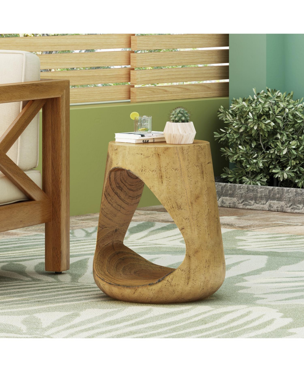 Streamdale Furniture Hollow Side Table, Wood-like texture, Natural Color