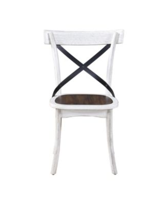 2 Pieces Set Dining Side Chair Rustic Modern Farmhouse Design Retro Design With Metal X Design