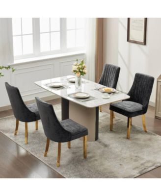 Chenille Dining Chairs Set of 2 Black