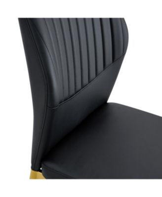 Luxury Black PU Dining Chairs - Gold Legs (Set of 4)