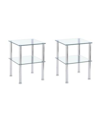 Clear 2-Tier Side/End Table with Storage