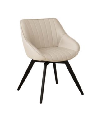 Beige PU Dining Chairs Black Metal Legs (Set of 2)