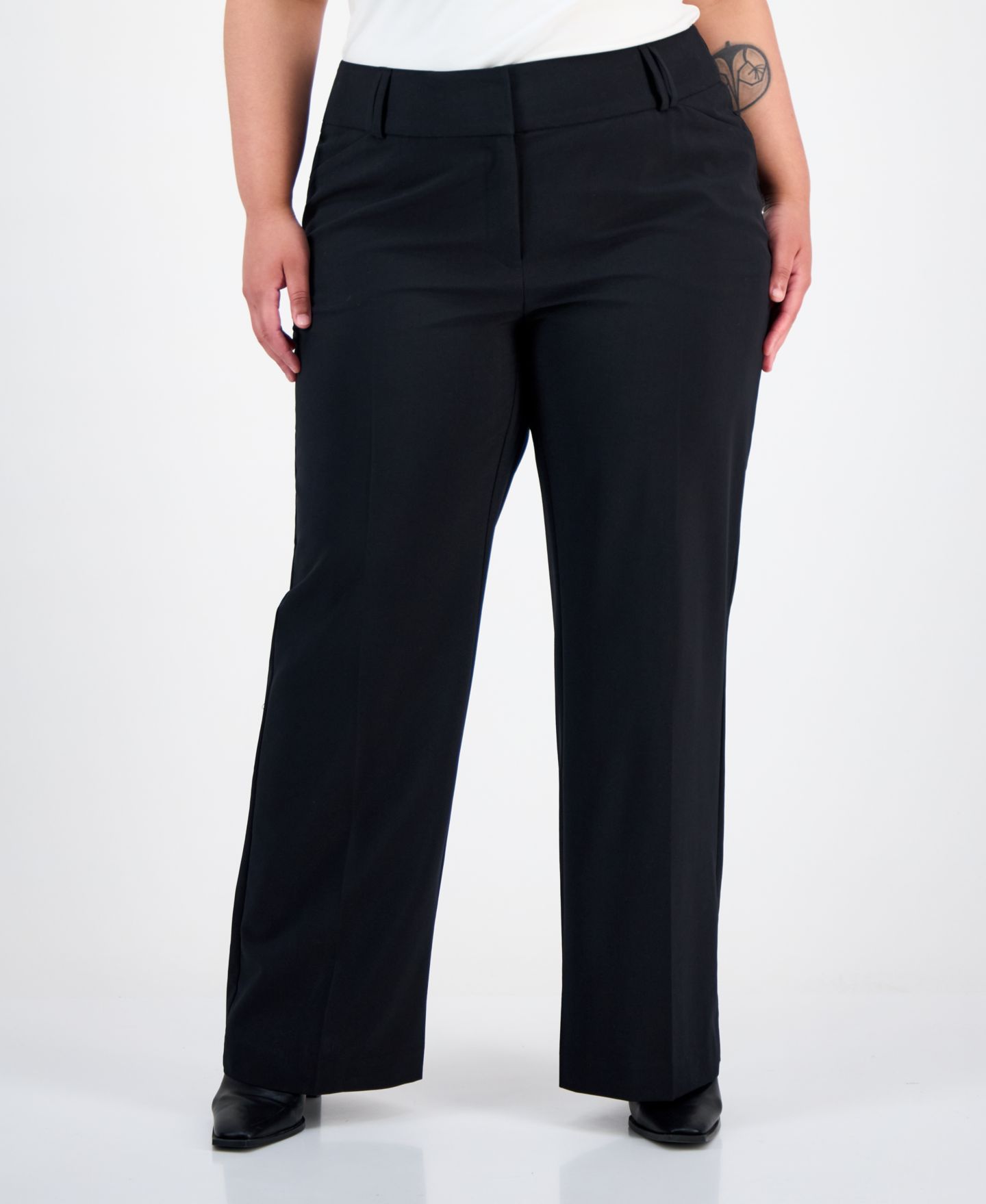 Женские брюки I.N.C. International Concepts Plus and Petite Plus Size Curvy Bootcut, цвет: Глубокий чёрный — фото 3