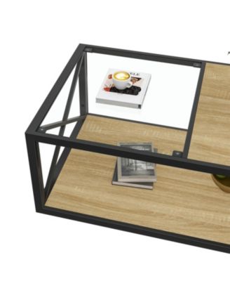 Modern Glass & Wood Coffee Table