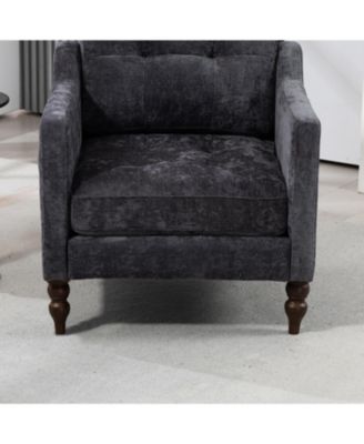 Accent Chenille Chair w/ USB Ergonomic Back Storage