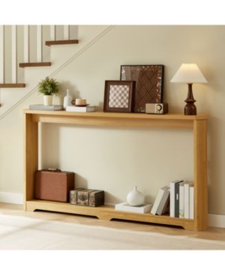 + 70" + Wood + Corrugated Design + Console Table