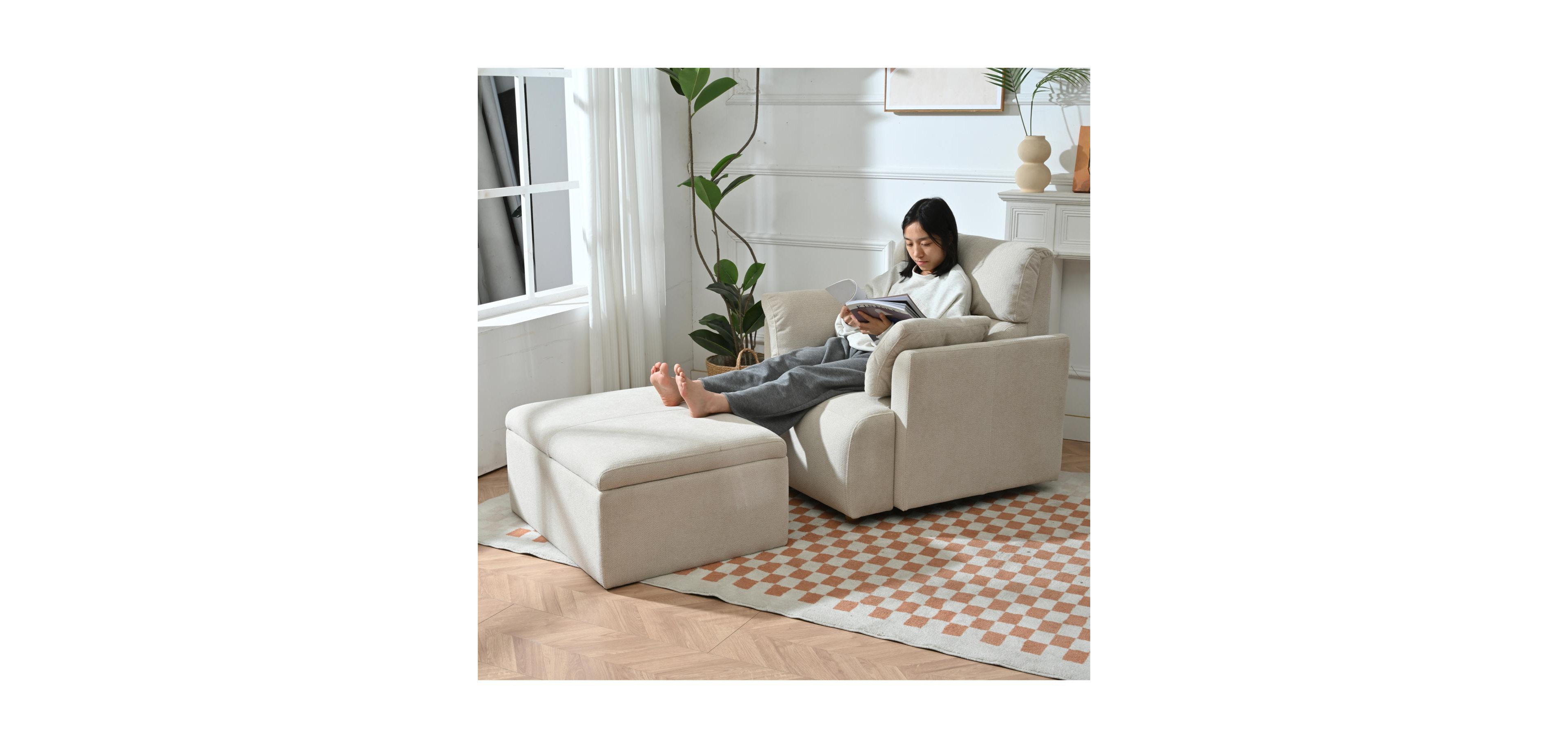 Streamdale Furniture Streamdale Oversized Accent Chair w/ Ottoman - Modern Lounge Reading Chair